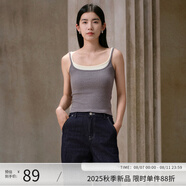 阿依蓮吊帶背心女可外穿洋氣撞色無袖上衣新款2025秋季曬背專用運動打底 冰灰色 均碼