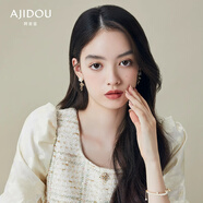 AJIDOU阿吉豆耳釘山茶花系列生日禮物送女友老婆人造珍珠蝴蝶結(jié)耳環(huán)女