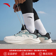 安踏（ANTA）【凌云】男鞋運動鞋男夏季革面輕便跑步鞋戶外慢跑鞋休閑鞋子男 【革面防潑水】白/黑/灰霧藍-3 39 (245mm) 39(245)