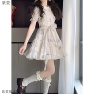 紫蒙連衣裙夏季2025新款法式學生少女小個子高中初中生女生夏天短裙子 圖片色 均碼 (可備注碼數(shù))