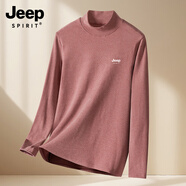 JEEP SPIRIT半高領(lǐng)長袖t恤男款秋冬德絨內(nèi)搭打底衫加厚保暖感上衣服 中領(lǐng)-男咖色 M