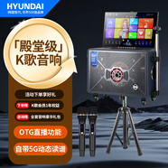 HYUNDAI戶外廣場舞音響帶顯示屏家庭KTV音響套裝藍(lán)牙拉桿音箱便攜式移動唱歌卡拉OK點(diǎn)歌機(jī)一體機(jī)CY-701 1000G大內(nèi)存