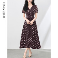 法曼麗 2025夏季簡(jiǎn)約法式設計感波點(diǎn)連衣裙W2506101 紅色 2XL