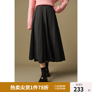 獨(dú)束大碼女裝溫柔針織坑條傘裙2024冬季新品通勤時(shí)尚百搭中長(zhǎng)裙 高階灰 L (尺碼：2) (尺碼：2)