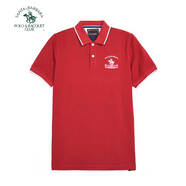 圣大保羅（POLO&RACQUET CLUB）夏季時尚翻領(lǐng)純棉T恤商務(wù)男裝男士休閑修身短袖POLO衫 紅色 F5 M 48 165/84B