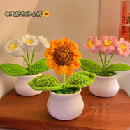 阿寶麗教師節(jié)實用禮物向日葵桌面擺件創(chuàng)意手工針織毛線小花束送女老師  