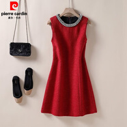 皮爾卡丹（pierre cardin）25秋季新款毛呢時(shí)尚圓領(lǐng)無(wú)袖背心女亮鉆氣質(zhì)收腰小個(gè)子連衣短裙子 紅色 M 建議105斤以?xún)?
                                         title=