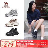 駱駝（CAMEL）【耀月】夏季透氣網(wǎng)面老爹鞋女潮流增高百搭休閑鞋 L24A255651A深灰 36