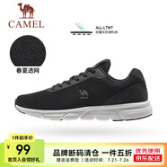 駱駝運動(dòng)鞋男鞋網(wǎng)面透氣休閑跑步鞋男耐磨透氣跑鞋 K13C097049，黑/白色 ，男（春夏款） 43
