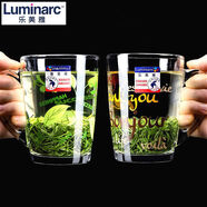 樂美雅（Luminarc）（）法國耐熱鋼化玻璃杯子家用茶杯帶把水杯 樹葉款字母款各一只