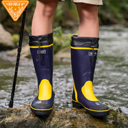 非常行（Jolly Walk）水靴雨靴男水鞋高筒雨鞋長(cháng)筒釣魚(yú)洗車(chē)防水套鞋膠鞋 藍黃 43