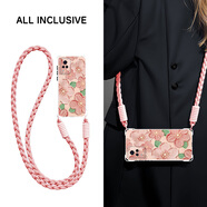 章銘 適用vivos9手機殼新款春夏s9e可背斜挎掛繩s7硅膠s7t油畫(huà)桃花四角防摔女保護套 透明-粉油畫(huà)桃花C-掛件B102 vivos9