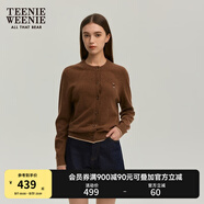 Teenie Weenie小熊女裝簡約針織衫女秋冬針織開衫罩衫短外套上衣 棕色 M (165)