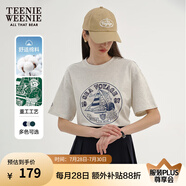 Teenie Weenie小熊短袖T恤女夏季寬松圓領(lǐng)短袖T恤棉質(zhì)時尚打底衫女 淺灰色 160/S