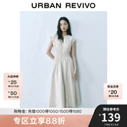 UR2025春季新款女裝簡(jiǎn)約V領(lǐng)打攬收腰無袖連衣裙UYY750004 卡其 XS