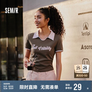 森馬（Semir）POLO衫女短款小心機(jī)撞色夏季復(fù)古字母緊身套頭衫109324115006