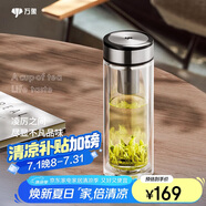 萬象（WANXIANG）雙層玻璃杯V49RL商務(wù)辦公杯禮盒裝鈦黑亮便攜車載水杯居家泡茶杯