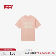 Levi's李維斯25年春夏新款男士雙馬印花潮流休閑針織圓領(lǐng)短袖T恤 粉色 004IU-0003 L