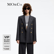 MO&Co.春秋含精紡戧駁領(lǐng)墊肩寬肩西裝外套摩安珂 深花灰色 L 170