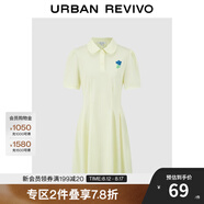 UR2025春季新款女裝立體花朵收腰Polo領短袖連衣裙UYY750054 淺黃 XS