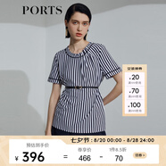 PORTS寶姿 新品女裝上衣SL8N001KCE010 丈青白條紋 M