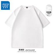 真維斯t恤男士短袖夏季2025新款淺色系潮流男生半袖重磅華夫格抗皺體恤 白#ZS純色 4XL