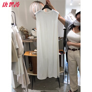 唐思薇韓國2025年夏季新款圓領(lǐng)背心裙高腰無(wú)袖t恤純色寬松中長(cháng)連衣裙女 白色 L 建議90-105斤