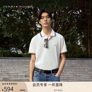 Tommy Hilfiger【輕柔感】夏季男裝透氣珠地網(wǎng)眼短袖T恤鑲邊翻領(lǐng)POLOJ9195