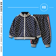 RB KIDS男童套裝春秋2025新款洋氣男孩寶寶運(yùn)動(dòng)衣服兒童休閑兩件套 藍(lán)色 90 (建議身高80-90cm)