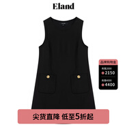 ELAND衣戀春季連衣裙女圓領(lǐng)學院風A字版型背心連衣裙 黑色(19)Black M