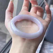 奧利絲燃檀香 高端緬甸冰種紫色翡翠玉手鐲子女款處理貴妃鐲 “燃檀香_紫羅蘭 50mm -51mm贈(zèng)玉石吊墜+高端禮盒