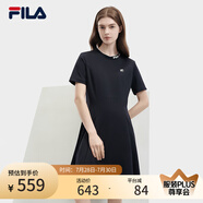 FILA 斐樂官方女裝針織連衣裙時尚休閑基礎防曬收腰裙子 傳奇藍-NV 175/92A/XL