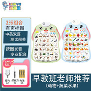 樂樂魚（leleyu）卡通兔早教有聲掛圖兒童玩具寶寶識字表墻貼2張男孩女孩生日禮物