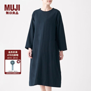 無印良品 MUJI 女式 印度棉雙層紗織 圓領連衣裙 BCL10C0S 深海軍藍 XS-S