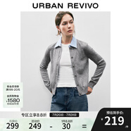 UR秋冬新款女裝時(shí)尚假兩件拼接格紋針織開衫UWM940033 冷灰 M