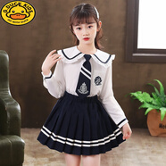 G.DUCKKIDS女童連衣裙學(xué)院風(fēng)春秋款洋氣小學(xué)生衣服女孩水手服兒童套裝裙子春 襯衣+裙子 領(lǐng)帶 160 cm