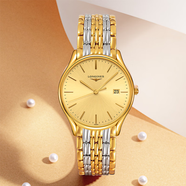 LONGINES【海外版】男表律雅系列男士石英瑞士鋼帶腕表L4.859.2.32.7 L4.859.2.32.7金色 【海外版】