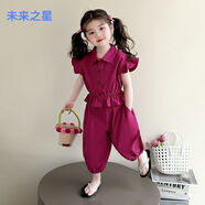未來之星女童套裝2025新款寶寶無袖襯衫防蚊褲子兩件套小女孩衣服 烏梅子醬色兩件套 90 關(guān)注收藏優(yōu)先發(fā)貨