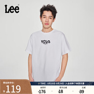 Lee25新品舒適版圓領(lǐng)字母印花Logo男短袖T恤休閑潮LMT0098054LE 白色 L