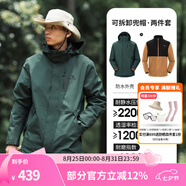 駱駝（CAMEL）三防沖鋒衣戶(hù)外登山服防風(fēng)防水防污三合一運動(dòng)外套 AD12263514X，抓絨內膽橄欖黑男 2XL