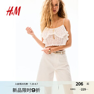 H&M女裝牛仔褲2025夏新款直筒美式風(fēng)五分牛仔褲百慕大短褲1273974 白色 38 160/72
