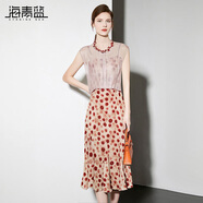 海青藍(lán)套裝吊帶連衣裙2025年新款海邊度假時(shí)尚氣質(zhì)女裝中長裙子 淺紫色 XL