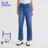BLUE ERDOS牛仔褲通勤時尚棉混紡高腰直筒美式復(fù)古長褲B235M3004 水洗藍(lán) L 170/72A