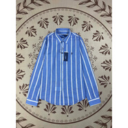 POLO SPORT保羅拉夫小馬韓系竹節(jié)棉刺繡長袖襯衫標外穿女式襯衣1 【對標高品質(zhì)】藍色條紋 XL (140-155斤)