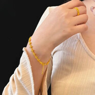 ANST老鳳凰金店款久不掉色沙金蕾絲鏤空小花朵四葉草手鏈幸運草戒指輕 鏤空花絲四葉草手鏈(有延長(cháng)鏈可