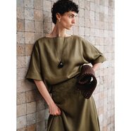 MARIUS雨露麻系列丨“清冷套”北歐簡(jiǎn)約風(fēng)蕾絲花型背心/T恤/半裙 綠色【T恤】 M