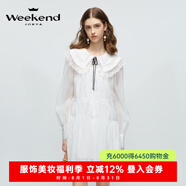 卓雅周末（JORYA weekend）海鹽茉莉|24春季新款蕾絲拼接娃娃領(lǐng)蝴蝶結(jié)燈籠袖連衣裙EJWEAN39 白色 S