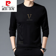 皮爾卡丹（pierre cardin）男士長袖T恤商務(wù)休閑打底衫春秋季新款圓領(lǐng)高級感舒適百搭上衣服 YXL78-3-2216黑色單面 L 參考110-125左右