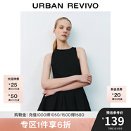 UR2025春季新款女法式撞色疊層網(wǎng)紗下擺無袖連衣裙UYU750014 正黑 XS
