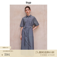 旅途原品ltyp 色織亞麻棉工裝襯衫裙 氣質(zhì)休閑輕薄顯瘦連衣裙女秋 丹寧藍(lán)（預(yù)計(jì)15天后發(fā)貨） S